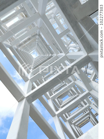 White Steel beam construction with blue sky background White Steel beam construction with blue sky background 102277883