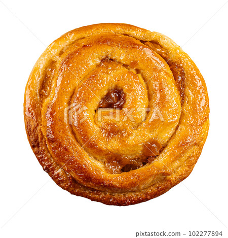 Isolated fresh baked sweet swirl bun roll Isolated fresh baked sweet swirl bun roll 102277894