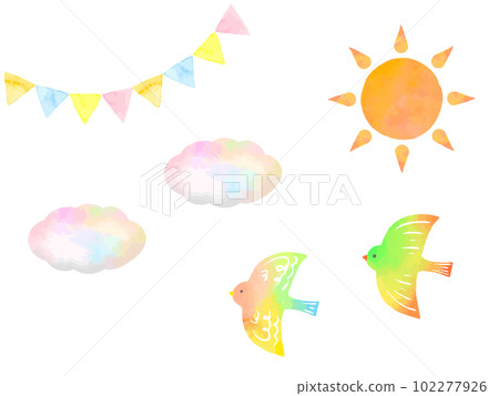童話太陽和鳥的插圖設置得像一個童話世界 童話太陽和鳥的插圖設置得像一個童話世界 102277926