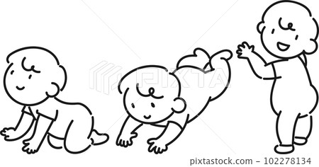 Crawling baby and holding baby 102278134