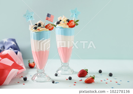 Patriotic milkshake for Independence Day in USA. 102278136