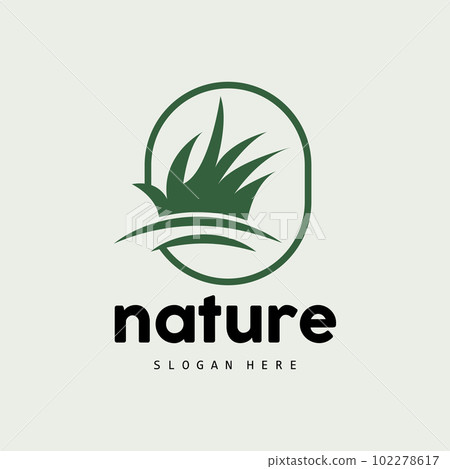 Green Grass Logo, Nature Plant Vector, Agriculture Leaf Simple Design, Template Icon Illustration 102278617