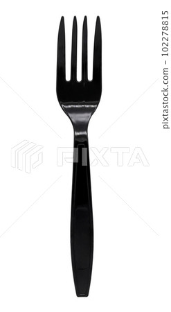 Black plastic fork isolated on white background Black plastic fork isolated on white background 102278815