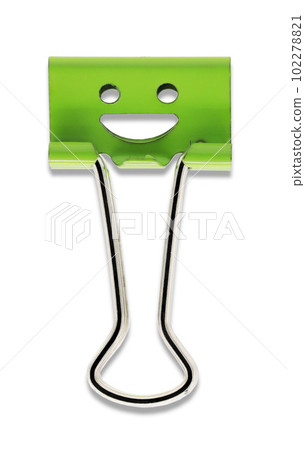 Smile green binder clip isolated on white background 102278821