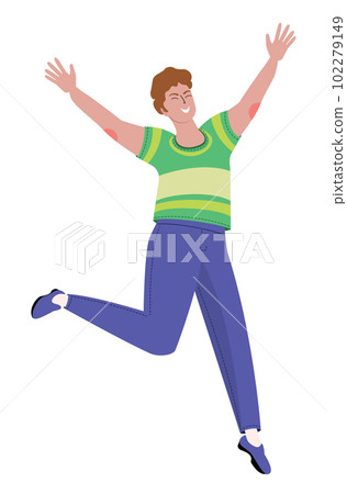Jumping man in tshirt Jumping man in tshirt 102279149