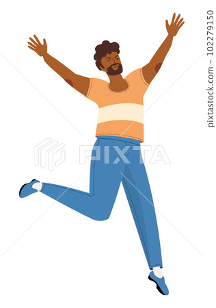 Jumping man in tshirt Jumping man in tshirt 102279150