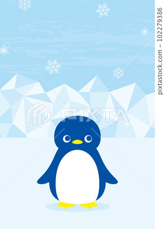 Background illustration for summer greeting card of penguins on ice Background illustration for summer greeting card of penguins on ice 102279386