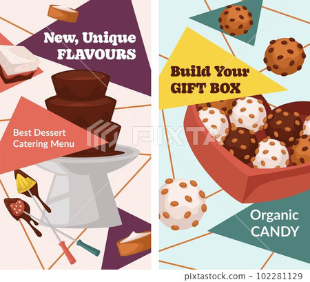 New flavors, gift box dessert catering menu banner New flavors, gift box dessert catering menu banner 102281129
