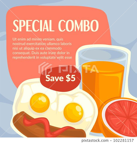 Breakfast in restaurant, special combo banner Breakfast in restaurant, special combo banner 102281157