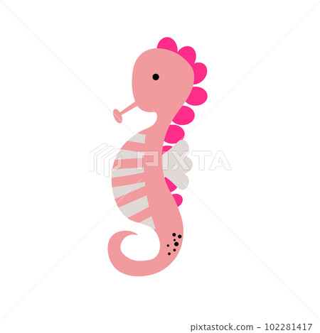 Vector illustration of cute flat style sea Horse EPS 102281417
