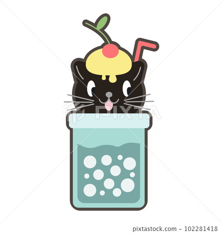 Vector illustration of cute kawaii hand drawn cat in anime style in a glass of cocktail with bubbles, favorite catcktail, drawing for children s menu, cocktail party EPS Vector illustration of cute kawaii hand drawn cat in anime style in a glass of cocktail with bubbles, favorite catcktail, drawing for children s menu, cocktail party EPS 102281418
