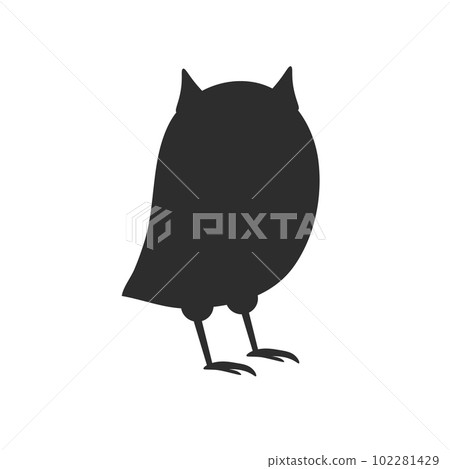 Vector illustration, black silhouette on white background, animal owl. EPS 102281429