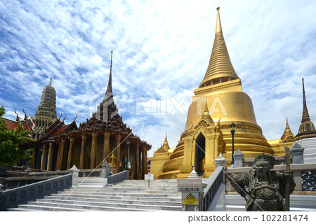 The Temple of the Emerald Buddha or Wat Phra Kaew no people in the time of Corona Virus Disease (COVID-19) 102281474
