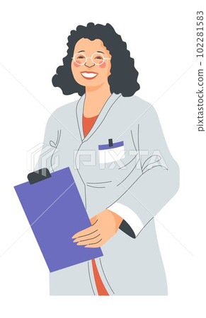 Female doctor with clip, therapist practitioner Female doctor with clip, therapist practitioner 102281583