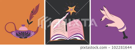 Magic cards, book of spells, sorcery witchcraft Magic cards, book of spells, sorcery witchcraft 102281644