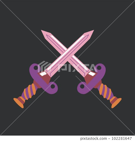 Magic cards, crossed swords, fight battle vector Magic cards, crossed swords, fight battle vector 102281647