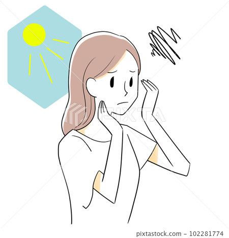 遭受曬傷的婦女 遭受曬傷的婦女 102281774