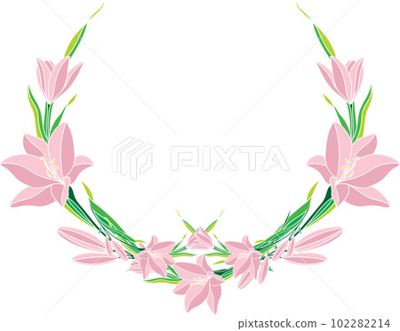 Illustration bouquet of pink lily flower on empty background. 102282214