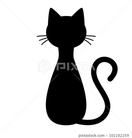一隻細長的貓背面的剪影插圖 102282259