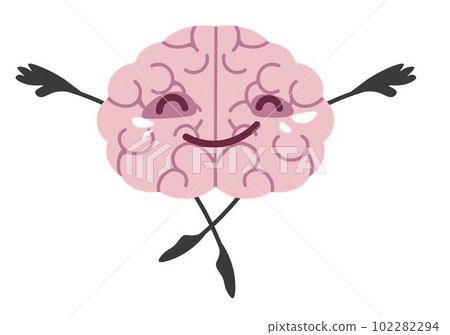 Meditating brain, mind character with closed eyes 102282294