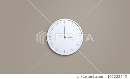 Clock on wall. White wall clock isolated on gray background. Clock on wall. White wall clock isolated on gray background. 102282345