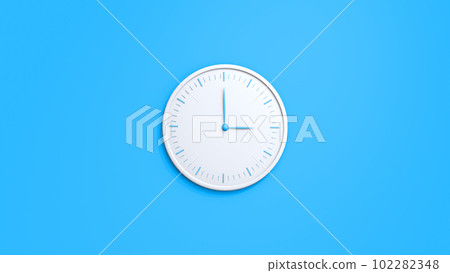 Clock on wall. White wall clock isolated on blue background. Clock on wall. White wall clock isolated on blue background. 102282348