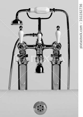 Bathtub and faucet on white background 102282736
