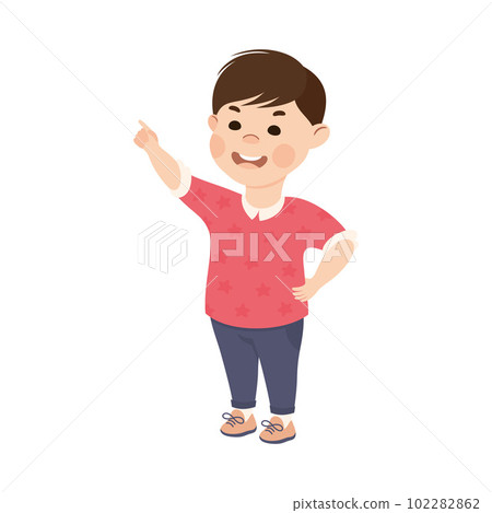 Little Boy with Angry Grimace Teasing Somebody Pointing Finger Vector Illustration Little Boy with Angry Grimace Teasing Somebody Pointing Finger Vector Illustration 102282862