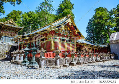 栃木縣日光市的春天日光東照宮三神港 102282983