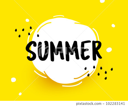 Yellow background with text summer on white paper bubble. Yellow background with text summer on white paper bubble. 102283141