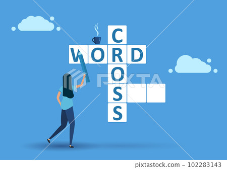 crossword Concept. Tiny Characters Solve Huge Crossword Filling Empty crossword Concept. Tiny Characters Solve Huge Crossword Filling Empty 102283143