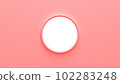 White circle on a pink background with copy space.  102283248