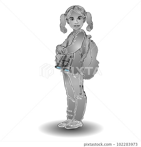 Girl with a binoculars (doorbeen) 102283973