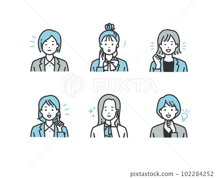 A woman in a suit with a positive expression - Vector illustration material for business scenes A woman in a suit with a positive expression - Vector illustration material for business scenes 102284252