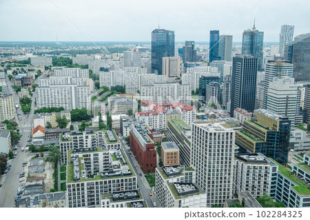 Bird's eye view of Warsaw's towering skyscrapers 102284325