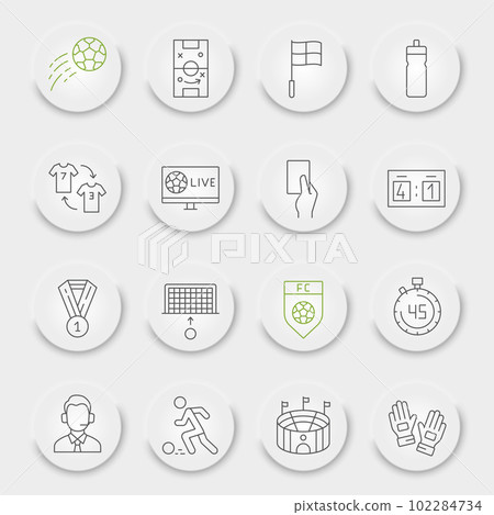 Soccer line icon set, football symbols... - Stock Illustration ...
