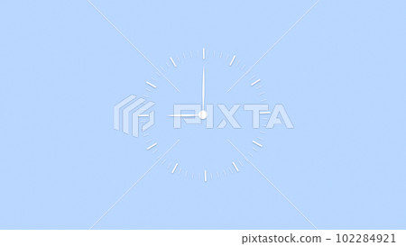 Blank clock on blue background. Minimalistic design of wall clock. Blank clock on blue background. Minimalistic design of wall clock. 102284921