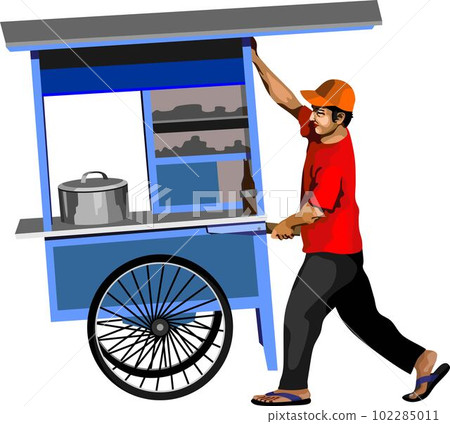 Indonesian Walking Merchant Selling Food 102285011