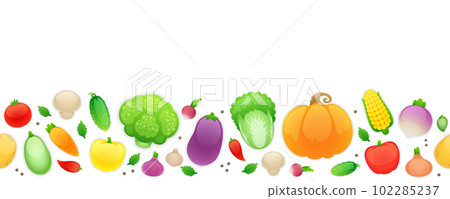 Seamless Horizontal Pattern with Vegetables 102285237