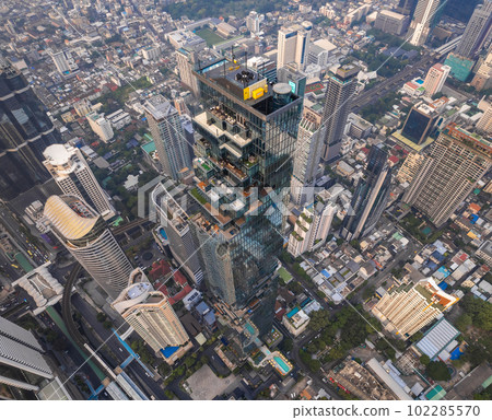 Aerial view of Chong Nonsi business and financial district, at sunrise, in Bangkok, Thailand Aerial view of Chong Nonsi business and financial district, at sunrise, in Bangkok, Thailand 102285570