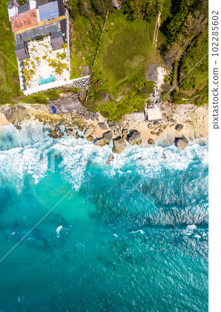 Aerial view of Bingin beach in Bali, Indonesia 102285602