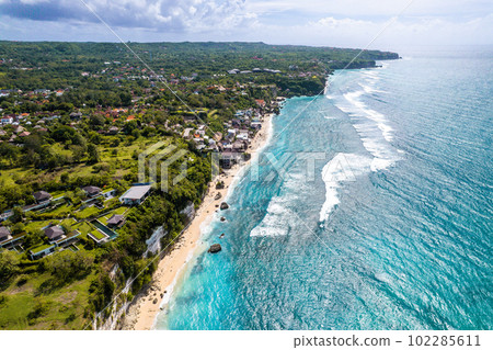Aerial view of Bingin beach in Bali, Indonesia 102285611