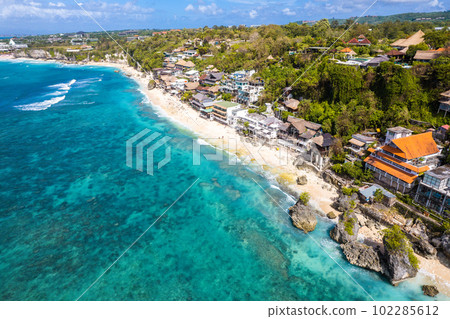 Aerial view of Bingin beach in Bali, Indonesia 102285612