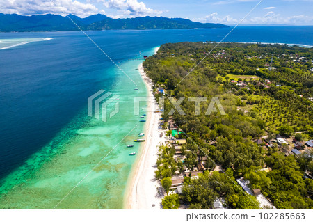 Aerial view of Gili Meno in Lombok, Bali, Indonesia 102285663