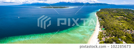 Aerial view of Gili Meno in Lombok, Bali, Indonesia 102285673