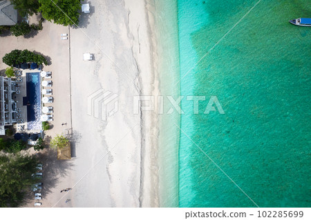 Aerial view of Gili Meno in Lombok, Bali, Indonesia 102285699
