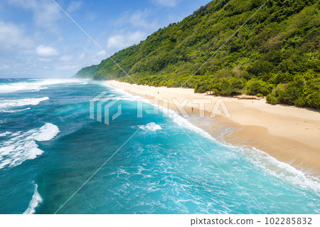 Aerial view of Nunggalan beach in Bali, Indonesia Aerial view of Nunggalan beach in Bali, Indonesia 102285832