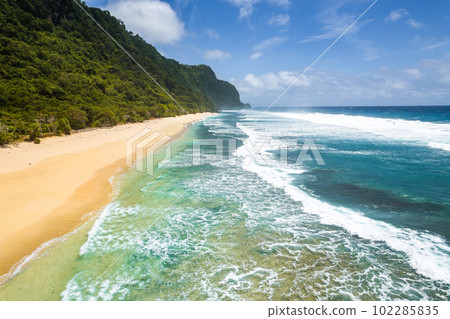 Aerial view of Nunggalan beach in Bali, Indonesia 102285835