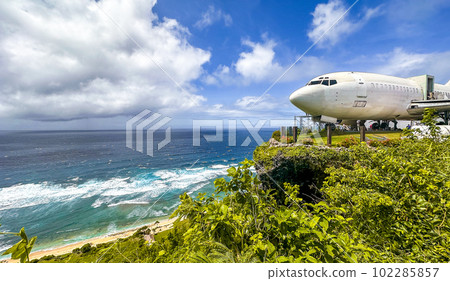 Aerial view of Nunggalan beach in Bali, Indonesia 102285857