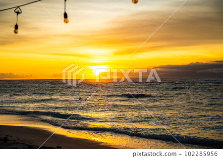 Sunset in Gili Trawangan beach in Lombok, Indonesia 102285956